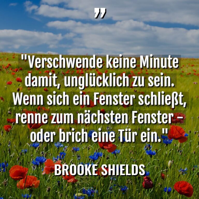 „Verschwende keine Minute damit, unglücklich zu sein. Wenn sich ein... - Brooke Shields Zitate