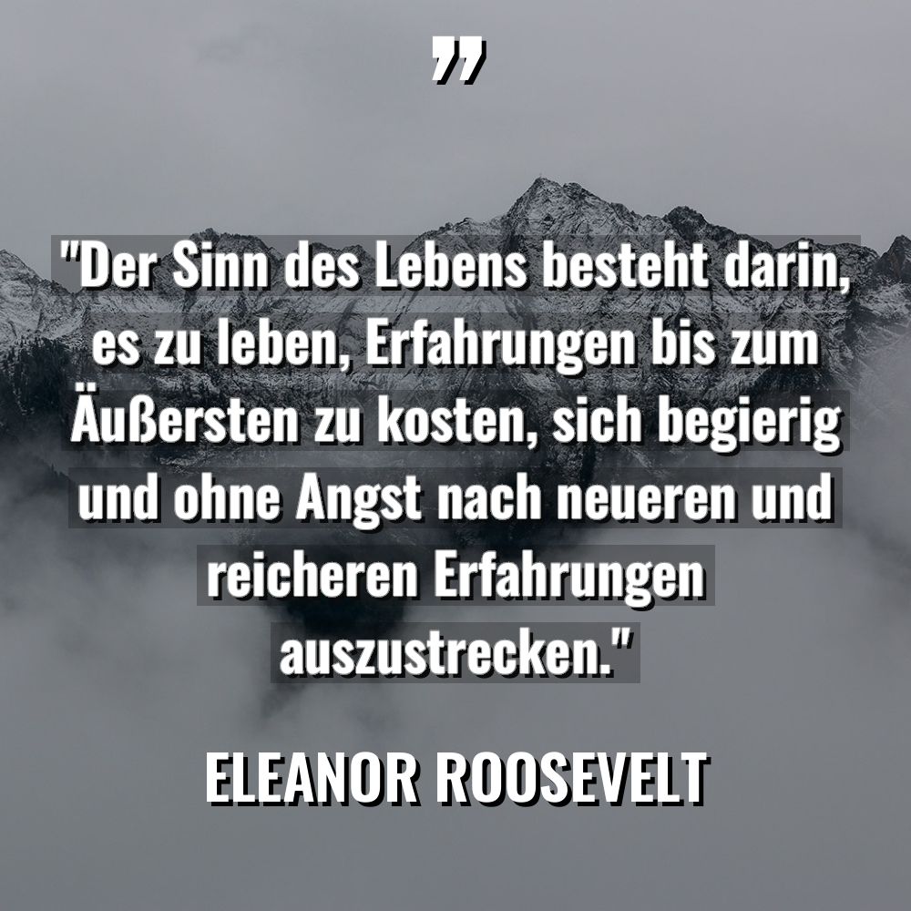 Zitate - Eleanor Roosevelt - „Der Sinn des Lebens besteht darin, es zu leben, Erfahrungen... „Der Sinn des Lebens besteht darin, es zu leben, Erfahrungen... - Eleanor Roosevelt Zitate