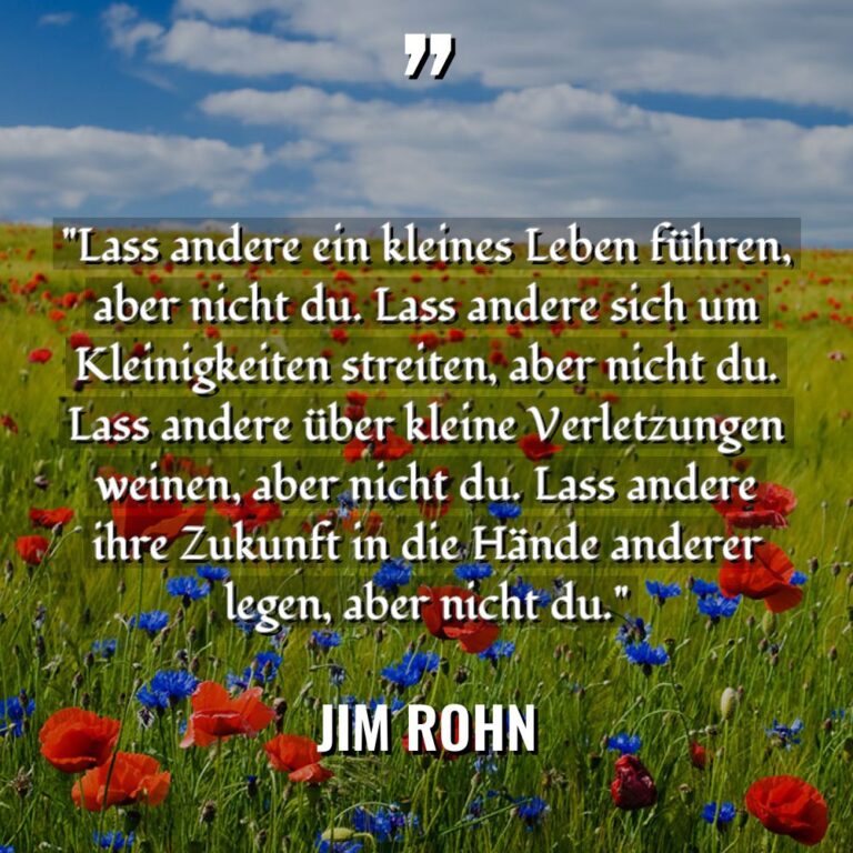 „Lass andere ein kleines Leben führen, aber nicht du. Lass... - Jim Rohn Zitate
