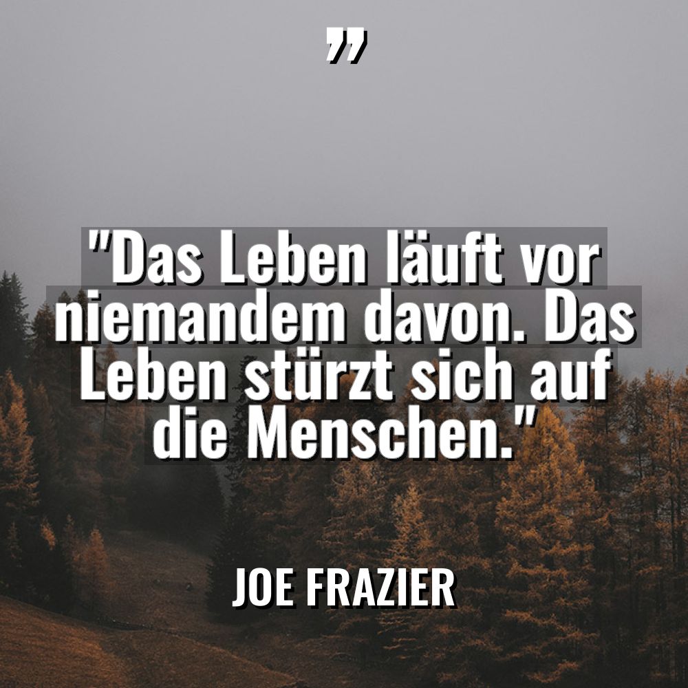 „Das Leben läuft vor niemandem davon. Das Leben stürzt sich... - Joe Frazier Zitate