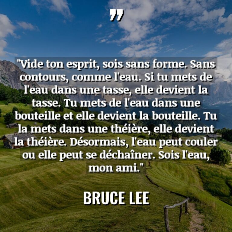 « Vide ton esprit, sois sans forme. Sans contours, comme l’eau.... - Bruce Lee Citations