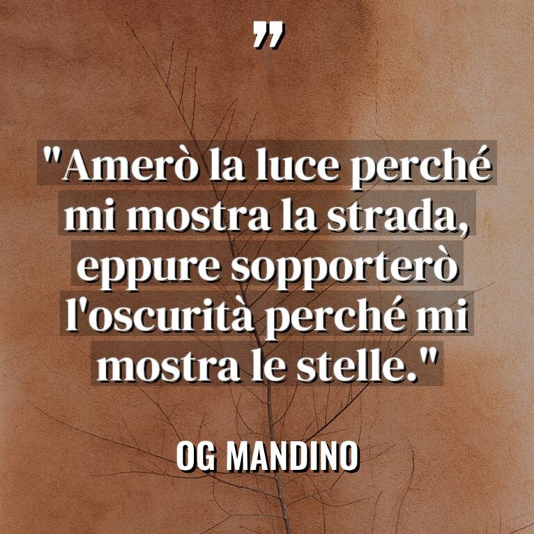“Amerò la luce perché mi mostra la strada, eppure sopporterò... - Og Mandino Citazioni
