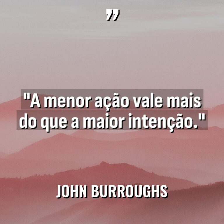 “A menor ação vale mais do que a maior intenção.” - John Burroughs Citações