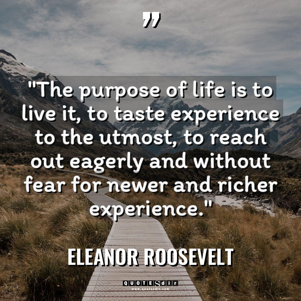Quotes - Eleanor Roosevelt - “The purpose of life is to live it, to taste... “The purpose of life is to live it, to taste... - Eleanor Roosevelt Quotes