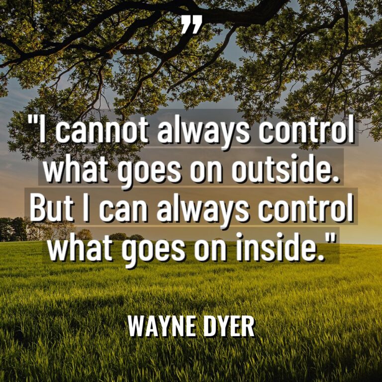 “I cannot always control what goes on outside. But I... - Wayne Dyer Quotes