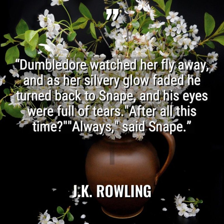 “Dumbledore watched her fly away, and as her silvery 