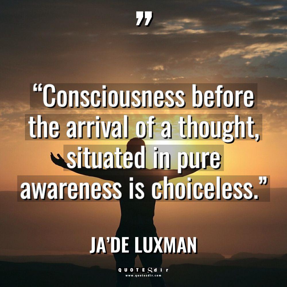 Ja’de Luxman “Consciousness before the arrival of a thought, situa