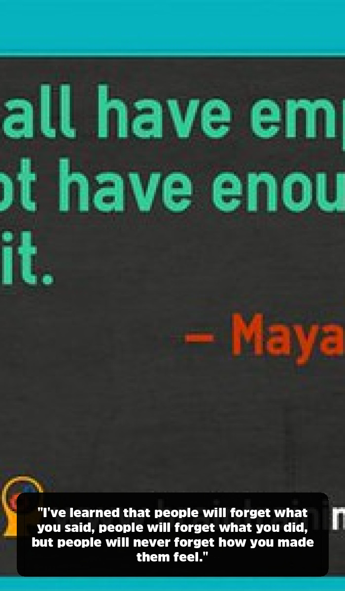 The Maya Angelou Quotes That Will Remind You of Your Own Power - "I've learned that people will forget what you said, people will forget what you did, but people will never forget how you made them feel."
